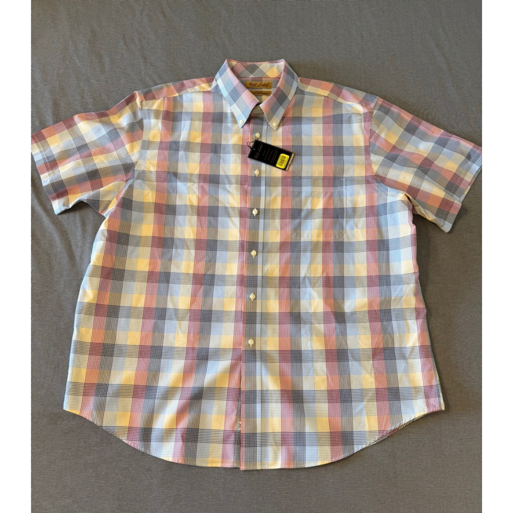 Roundtree & Yorke Gold Label non-iron woven cotton men's Plaid shirt SZ XXL NWTs - Picture 5 of 6